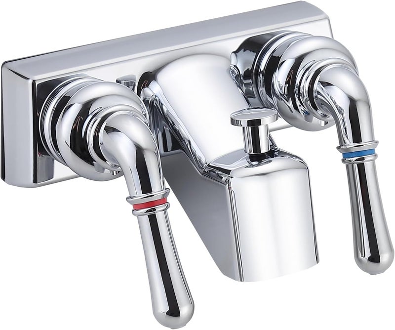 LavishStream RV Shower Faucet, 4 inch Shower Valve Diverter Replacement, with Classical Dual Handles for RV/Camper/Motorhome Bathroom, Chrome - Image 1